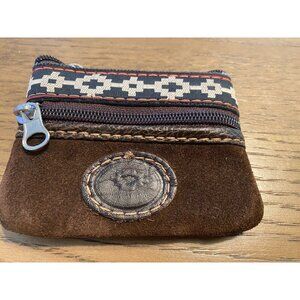Pampa Cross Guard Suede Mini Wallet Zip Closure Coin Purse Bag